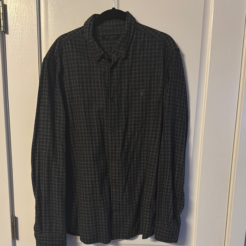 All Saints Black Casual Button Down Shirt